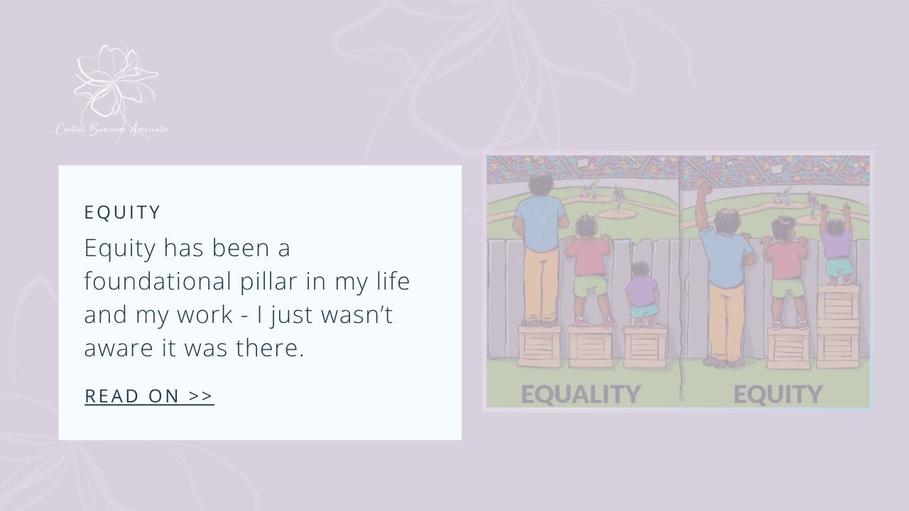 Equity has been a foundational pillar in my life and my work. Graphic showing difference between equality and equity