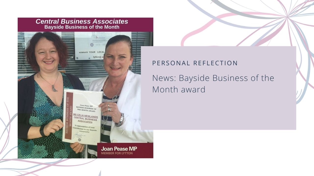 Celia Newlands receiving award for Bayside Business of the Month